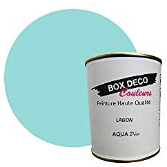 BOX DECO COULEURS Peinture murale acrylique aspect velours Aqua Déco - 750ml, Bleu Lagon