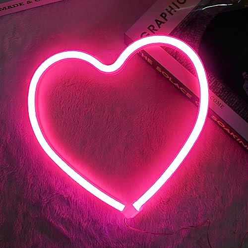 Cuore Insegna al Neon, USB Plug-and-Play, decorazione luminosa per feste di compleanno di Natale, soggiorno, camera da letto, tavolo per bambini