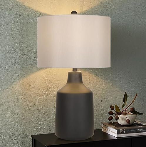 SXYSXYSXY Minimalismus Nachttischlampe Zement groß Tischleuchte europäischer Stil Tischlampe Schlafzimmer Wohnzimmer Mit Stoffschirm E27*1 für Hotel Café Dekorative 38 * 68cm