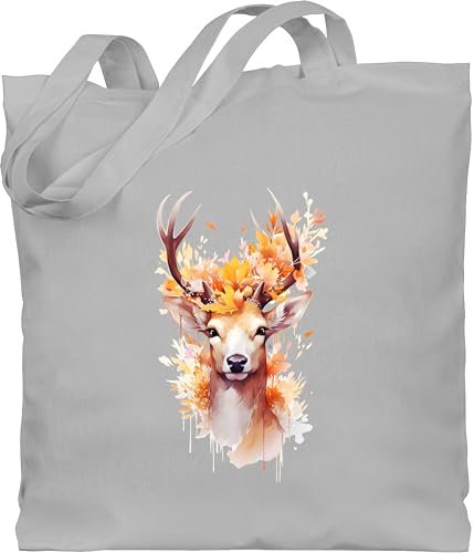 Shirtracer Baumwolltasche - Kompatibel mit Oktoberfest Tasche - Geschenk Hirsch Geweih I Hirschgeweih I Hirschmotiv Geschenk Jäger I Jägerin I Jagd - Unisize - Hellgrau - geschenke oktoberfesttasche