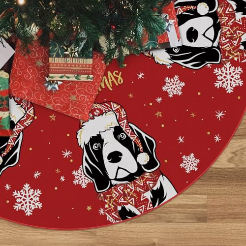 Weihnachtsbaumrock Rot Baumrock Beagle Xmas Winter Tree Skirt 121,9 cm für Hund Weihnachten Indoor Outdoor Dekorationen