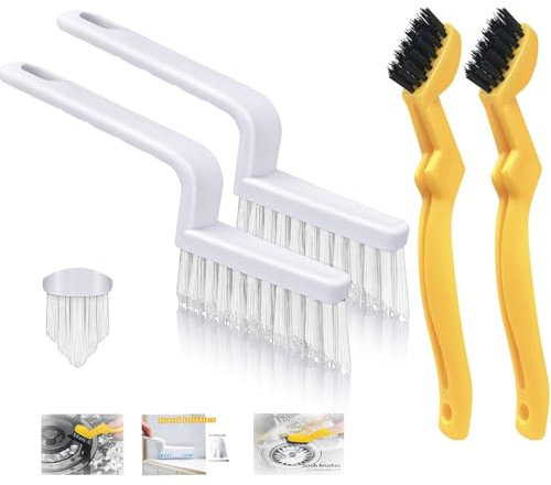 EclipseGuard 4 Stück Fugenbürste, Fugenbürste Bad Fliesen, Reinigungsbürste für Lücken, Fensterrillenbürste, Hartborsten Eckenreinigungsbürste Küche, Zwei Farben Abflussbürste Cleaning Brush