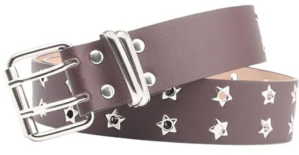 Baoblaze Doppelter ngürtel, Bund, verstellbare Rock-Gothic-Punk-, Punk-Gürtel, Damen-Taillengürtel für Club-Jeans-Party, Cosplay, braun