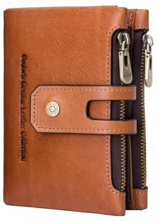 Ailan Robuste Herren Geldbörse mit Kuhfell und kratzfestem Rindsleder. Herren Geldbörse, Leder Geldbörse, Kurze Geldbörse, kleine Geldbörse