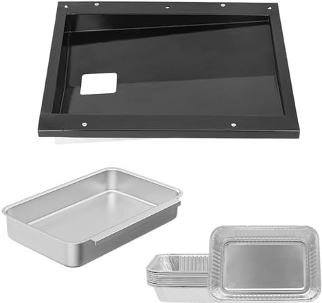 WELL GRILL Piezas de repuesto para barbacoas de gas Weber Spirit 300 Series, 69804 bandeja colectora de grasa con bandeja de goteo de acero inoxidable 83156 y bandejas de aluminio 6415 para Spirit