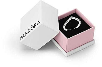 PANDORA Timeless Women's Sterling Silver Sparkling Cubic Zirconia Wishbone Ring, Size 64, With Gift Box
