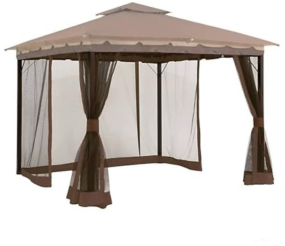 Pavillon Universal-Ersatz-Moskitonetz, 3 x 30 cm, 4 Paneele, Seitenwandvorhang, mit Reißverschlüssen, ohne Pavillon (braun)