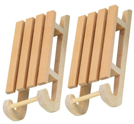 UPKOCH 2stücke Miniatur Weihnachts Schlitten Deko Zubehör Für Puppenhaus Diy Modell Dekoration Kreatives Mini Accessoire Für Weihnachts-szenen Langlebiger Holzschlitten Für Home Decor