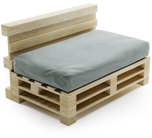 bananair - Palettenkissen Outdoor Wasserdicht und Abnehmbar - Schaumstoffpolsterung, Bequem - Polster Ideal für Europaletten, Palettenmöbel, Gartenmöbel (Sitzkissen, 120 x 80 cm, Hellgrau)
