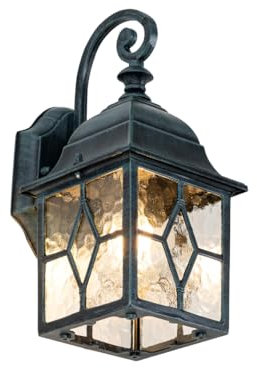 Qazqa - Landhaus I Vintage Romantische Außen Wandlaterne dunkelgrün - London I Außenbeleuchtung - Aluminium Würfel I Quadratisch - LED geeignet E27