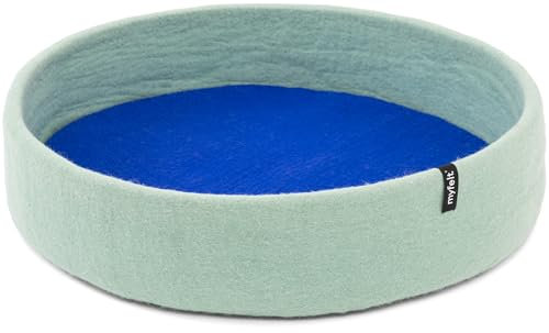 myfelt Fine Schurwolle-Hundekorb, Türkis mit royalblauem Inlay, 60 x 16 cm