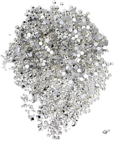 2880Pcs Silver Crystal Rhinestones, 2mm/4mm Bling Crystal Diamantes, Reflective Crystal Diamantes, Brightness Flat Back Rhinestones, Non-Stick Diamantes for Nail Art & Scrapbooking (Silver)