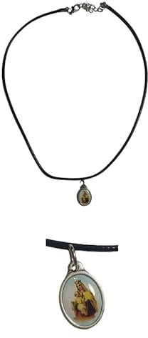 BLUSUPERSHOP Anhänger Maria und Jesus Herz von Jesus und Madonna und 1 Halskette Kordel 40 45 cm verstellbar klein Gema, TAGLIA UNICA, Messing getaucht Silber, Ohne Stein