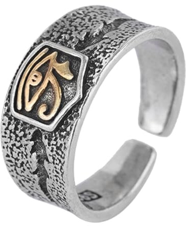 FUKAJOMFEN Antikes Ägypten Augen Ring Verstellbarer Fingerring Glück für Schutz Gelenkring Schmuck für Männer Frauen, Siehe Abbildung