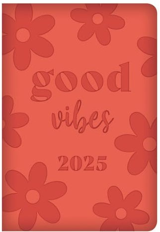 Taschenkalender 2025, weich, gepolstert, Wochenansicht, strukturiertes Design, Rot