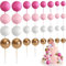 OEEYYT 32 Stück Tortendeko Kugeln Cake Topper Geburtstag Mini Kuchen Deko für Hochzeit Party Torten Deko (Rosa Weiß gold)