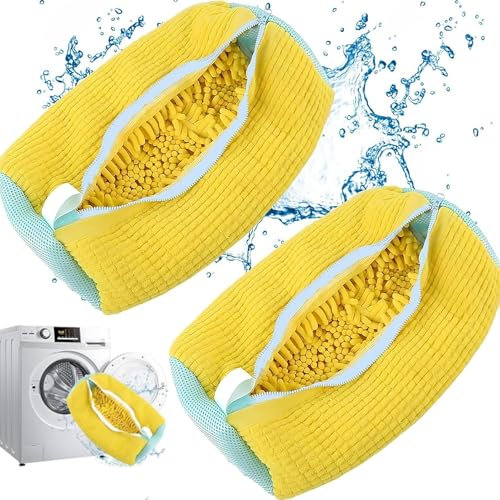 2 Stück Schuhwaschbeutel Waschmaschine Wiederverwendbarer Anti-Verformung Schuhbeutel Waschmaschine,Waschbeutel Wäschenetz Schuhe Wäschesack mit 360°Reinigungsflaum, Multi Schutz Schuhwaschbeutel