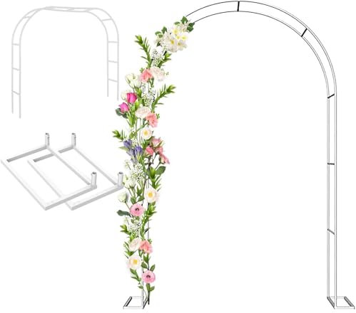 Arco da giardino in metallo per piante rampicanti bianco zincato pergolato in ferro zincato pergolato decorazione per matrimoni cornice pergolato tubi robusti arco ideale per la decorazione del