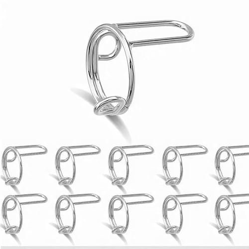Kjzeex Nail Rings, 10 Pcs Adjustable Fingernail Rings No Adhesive & Glue Fingertip Rings for Alternative to Acrylic Nails Gel Polish Reusable Jewelry Gift for Muslims Women Girl (Silver)