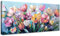 WENGTIAO Stampa su Tela Gigli Colorati Fiore Con Cornice Grande Quadro su Tela Pittura Floreale Astratta Quadri Moderni Quadro Moderno Soggiorno Camera da Letto Decorativo Parete 120x50 cm