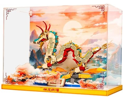 Vitrine pour Lego 80112 Dragon - Acrylique transparent - Protection anti-poussière - Rangement et organisateur (boîte uniquement) - 42 x 22 x 32 cm