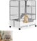 YRHome Grau 1 Ebenen Kaninchenstall Kleintierkäfig Meerschweinchenkäfig Hasenkäfig Nagerkäfig mit Sicherheitsschlösser, Rollen, offenem Dach, abnehmbar Bodenplatte und Leiter 73 x 50 x 68 cm