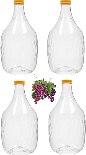 lilawelt24 5L Weinflasche Weinballon aus Kunstoff GÄRBALLON Ballonflasche Gallone Leere Flasche zum Befüllen Wasseraufbewahrung Gärflasche PET (4x5L)