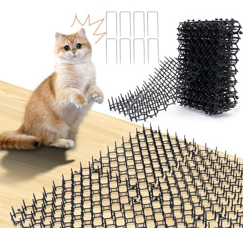 Dornengitter Gegen Katzen, 12 Stück Katzenabwehrmatte Für Garten, Katzenschreck 15 x 20cm, Katzengitter Kunststoff mit Spikes, Katzenschreck Gitter, Anti Katzen Matte, Tier Barriere