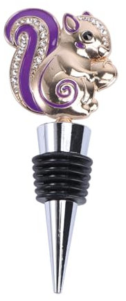 LIGIGWASH Tapón de Vino Gemas de Imitación Tapón de Aleación de Zinc Diseño de Ardilla Accesorio Elegante para Fiestas Reutilizable y Saludable