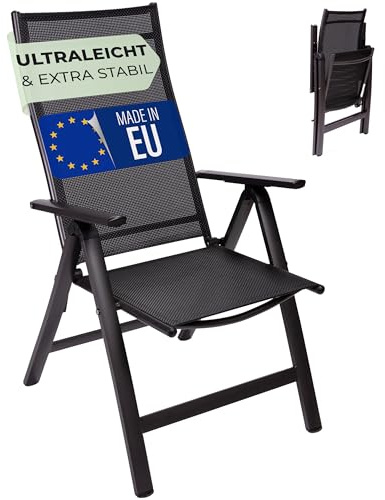 Homeoutfit24 London Gartenstühle, 3er Set | Made in Europe, Balkonstuhl klappbar, Hochlehner Gartenstuhl, Esszimmerstuhl, Balkon und Terrasse, verstellbar, Campingstühle