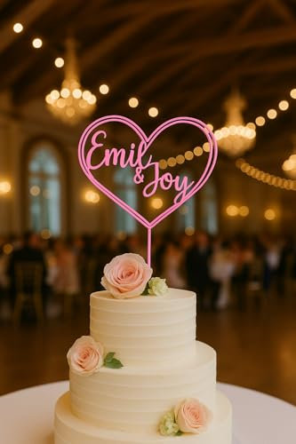 Hochzeit/Geburtstags Herz-Kuchentopper mit Namen personalisiert - Caketopper Tortenfigur Tortendeko Geburtstag Party, individuell