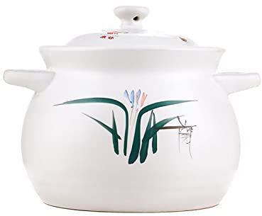 WYBZDA Handgefertigt Tontopf Zum Kochen Zwei Griffe Dutch Oven Mit Deckel Antihaftbeschichtet Schmortopf Suppentopf Für Eintopf Dampfgaren(5L)