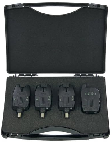 NGT GTS Pro 3pc Wireless Bite Alarm Set with Receiver – Adjustable Sensitivity, Volume & Tone – LED Indicators, Memory Function, Waterproof Build - Carp & Coarse Fishing Tackle