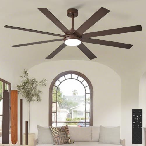 Depuley Ventilateurs de plafond 66 pouces avec éclairage: Grand ventilateur de plafond extérieur pour salon - Ventiladores de techo grandes de 8 aspas con mando a distancia