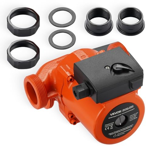 VEVOR Pompe de circulation d'eau chaude en fonte, pompe de chauffage à haut rendement 110 L/min, raccord fileté, réglage à 3 vitesses, fonctionnement silencieux, pour système de chauffage domestique
