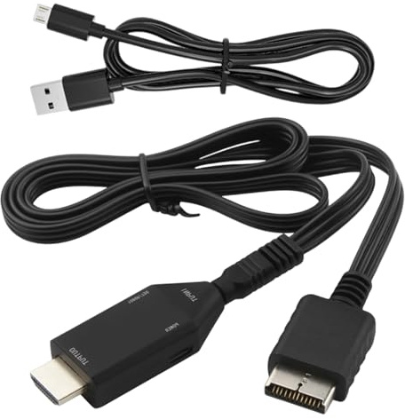 Mlifleue PS2 to HDMI Converter, PS1/PS2 to HDMI Adapter Cable 24.4Inch/62cm, HD Video Audio Support 720P/1080P Output for PS1/PS2 Game Consoles Projector Monitor TV