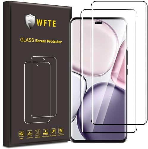 WFTE [2-Pack Protector de Pantalla para HONOR Magic 7 Lite 5G,3D Cobertura máxima,9H Dureza,Huellas Dactilares Libre,Sin Burbujas,Cristal Templado Protector de Pantalla HONOR Magic 7 Lite 5G (Negro)