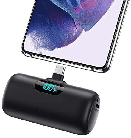 Feob Power Bank USB C 5500mAh, 15W PD 3.0A Schnelles Aufladen Powerbank Schlank LCD Display Extrener Akku Pack Kompatibel mit iPhone 17/16/15, Samsung, Huawei, USB-C Telefone usw