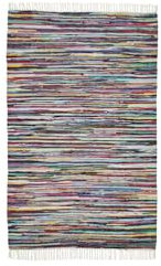 andiamo Boho Teppich Multi aus 100% Baumwolle - handgewebter Flickenteppich mit Fransen Fleckerlteppich Teppich bunt 200 x 300 cm