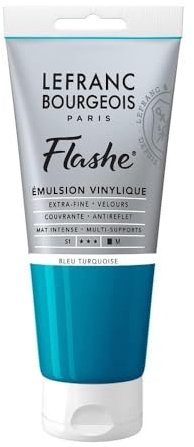 Lefranc Bourgeois vinilo Pintura Acrílica, extra fina color de vinilo para artistas, azul turquesa, 80ml Tube - Vinylfarbe