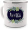 printplanet Emaille-Tasse mit Namen Annika - Metallbecher mit Design Flowers - Nostalgie-Becher, Camping-Tasse, Blechtasse, Farbe Silber