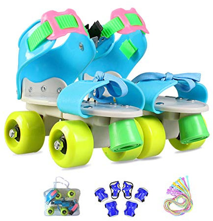 Inline-Skates Zweireihige Rollschuhe Einstellbar 4 Rad Kinder Anfänger Atmungsaktive Für Jungen Mädchen Indoor Und Outdoor Mit Schutzausrüstung Rollers Geburtstag Presen (Blue2-(25-36) Code)