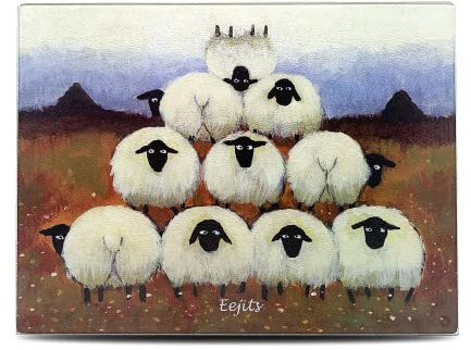 Eejits Glass Chopping Board Table Top Protector by Thomas Joseph - Sheep Gift