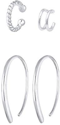 Elli Ohrringe Creolen Earcuff Set Basic Blogger Trend 925 Silber