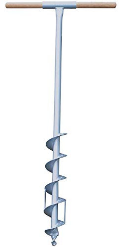 Ryom Erdlochbohrer 110cm Lang 9cm Durchmesser - max. Lochtiefe 80cm - Eisen mit Holzgriff