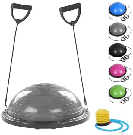FMYBB70G Fitness Balance Ball (Ø 60 cm) | Palla in ABS e PVC | Gymball Training Board Semisfera Cupola | Aumenta Equilibrio Resistenza Forza e Allena il Core (Grigio)
