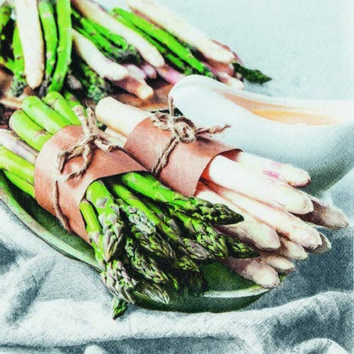 20 Servietten Spargelzeit als Tischdeko für Mahlzeiten mit Spargel 33x33cm