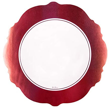 PARTY FIESTA 4 Sottopiatti Bordo Rosso 33 cm Elegante in Cartone Costruzione in Cartone