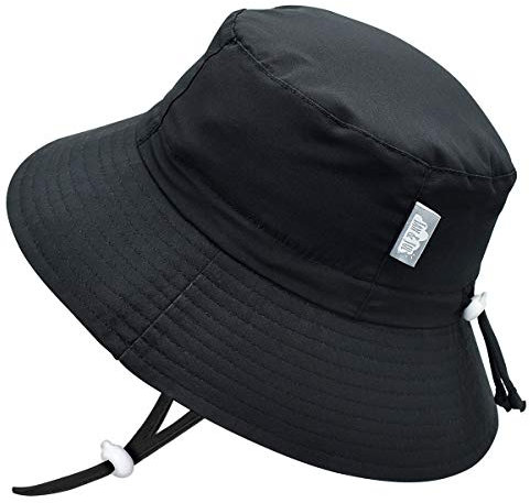 Jan & Jul Wasserabweisender Baby Sonnenhut mit UV-Schutz (S: 0-6 Monate, Schwarz)