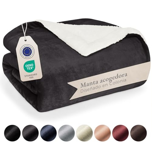Blumtal Premium Sherpa Kuscheldecke flauschig 130x150 cm - Oeko-Tex zert. Sofa Decke mit Dicker Sherpa-Innenseite - super Flauschige Decke extra dick und wärmend - Throw Blanket - Anthrazit